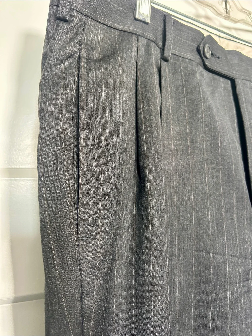 Evan-Picone Men's Pinstripe Two-Button Suit - Dark Gray